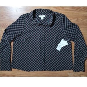 Vintage Liz Claiborne Red Gray Plaid 
Check Button up Shrug / Top M NWT